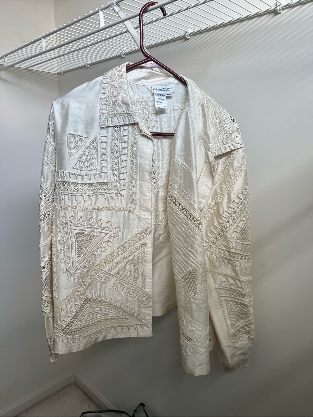 Coldwater Creek Women's Embroidered Cream Jacket